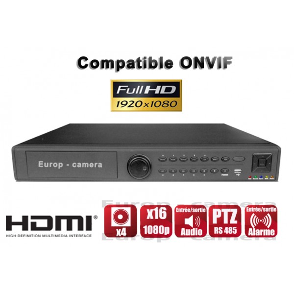 EC-NVR16C4 Enregistreur numérique NVR réseau 16 canaux H264 IP ONVIF 1080P FULL HD