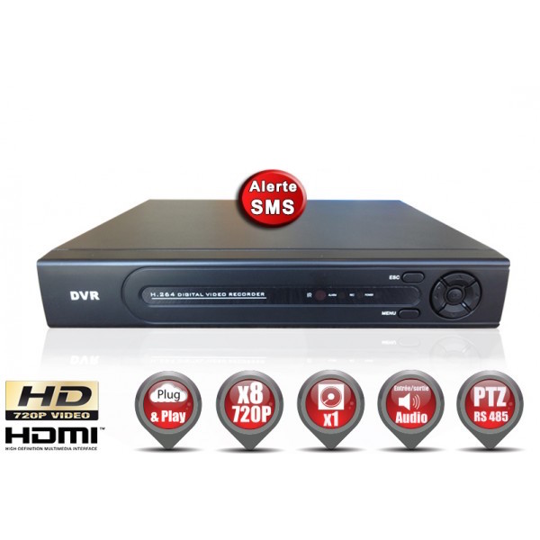 Enregistreur numérique AHD H264 8 canaux HD 720P