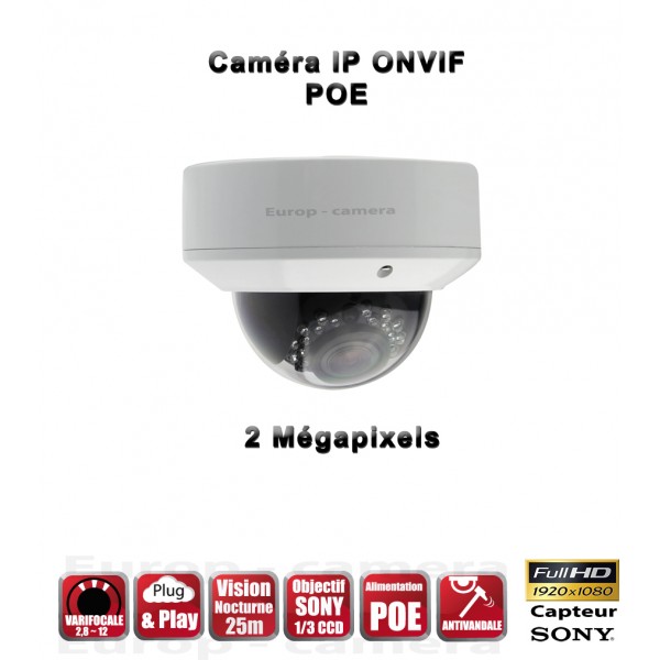 EC-D5MP Dômes Anti-Vandal IP ONVIF 1080P CMOS 2 Mega-Pixels IP66
