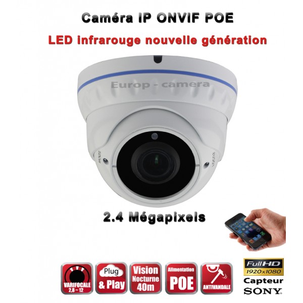 EC-D2MP30 DOME IP ANTI-VANDAL IR 35M ONVIF VARIFOCAL POE SONY 1080P 2.4 MP / REF : EC-D2MP30 - CAMÉRA DE VIDÉO SURVEILLANCE NUMÉRIQUE IP