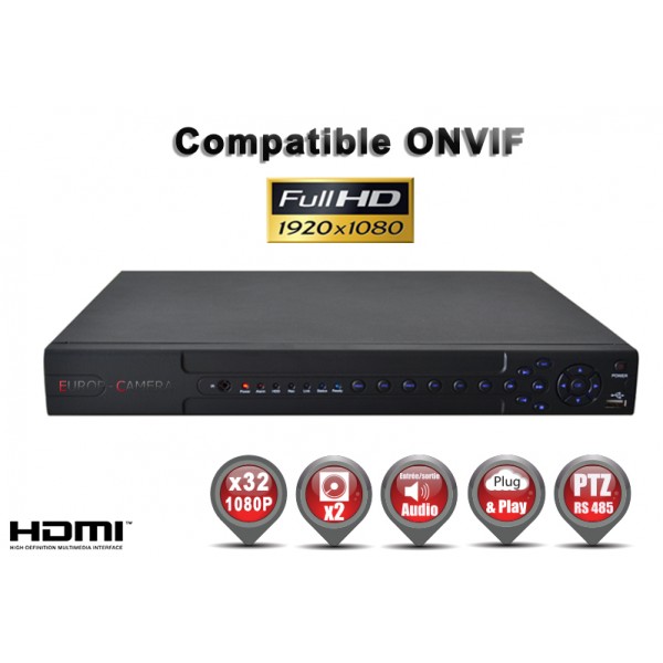 EC-NVR8C2 Enregistreur numérique NVR réseau 8 canaux H264 IP ONVIF 1080P FULL HD