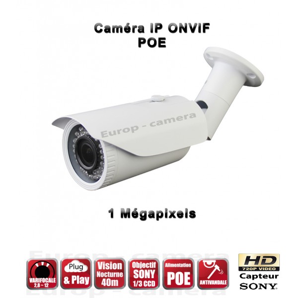 TUBES IP ANTI-VANDAL IR 40M ONVIF 720P CMOS SENSOR 2 MEGA-PIXELS / REF : EC-C1MP - CAMÉRA DE VIDÉO SURVEILLANCE NUMÉRIQE IP Caméra ip 720P ONVIF 1MP PLUG AND PLAY