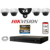 Kit Vidéo Surveillance PRO IP HIKVISION : 4x Caméras POE Dômes IR 30M 4 MP + Enregistreur NVR 4 canaux H265+ 2000 Go