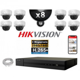 Kit Vidéo Surveillance PRO IP : 8x Caméras POE Dômes IR 20M Capteur SONY 5 MegaPixels + Enregistreur NVR 16 canaux H265+ 3000 Go