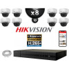 Kit Vidéo Surveillance PRO IP HIKVISION : 8x Caméras POE Dômes IR 30M 4 MP + Enregistreur NVR 8 canaux H265+ 3000 Go