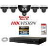 Kit Vidéo Surveillance PRO IP HIKVISION : 4x Caméras POE Dômes motorisée IR 20M 4MP + Enregistreur NVR 4 canaux H265+ 2000 Go