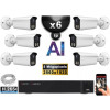 Kit Vidéo Surveillance PRO IP : 6x Caméras POE Tubes AI IR 25M Capteur SONY 5 MP + Enregistreur NVR 16 canaux H265+ 2000 Go