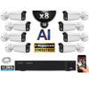 Kit Vidéo Surveillance PRO IP : 8x Caméras POE Tubes AI LED 30M Capteur SONY 5 MP + Enregistreur NVR 16 canaux H265+ 2000 Go