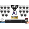 Kit Vidéo Surveillance PRO IP : 16x Caméras POE Dômes AI IR 25M Capteur SONY 5 MP + Enregistreur NVR 32 canaux H265+ 3000 Go