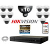 Kit Vidéo Surveillance PRO IP HIKVISION : 10x Caméras POE Dômes IR 30M 4 MP + Enregistreur NVR 16 canaux H265+ 3000 Go