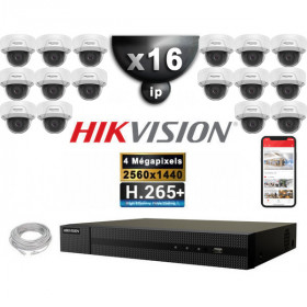 Kit Vidéo Surveillance PRO IP HIKVISION : 16x Caméras POE Dômes IR 30M 4 MP + Enregistreur NVR 16 canaux H265+ 3000 Go