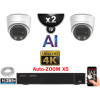 Kit Vidéo Surveillance PRO IP 2x Caméras POE Dômes AI AUTOZOOM X5 IR 25M UHD 4K + Enregistreur NVR 8 canaux H265+ 4K 1000 Go