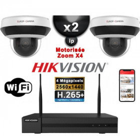 Kit Vidéo Surveillance PRO IP HIKVISION : 2x Caméras WIFI Dômes motorisée IR 20M 4MP + Enregistreur NVR 8 canaux H265+ 1000 Go