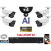 Kit Vidéo Surveillance PRO IP : 4x Caméras POE Tubes AI AUTOZOOM X5 IR 60M SONY 5 MP + Enregistreur NVR 9 canaux H265+ 2000 Go