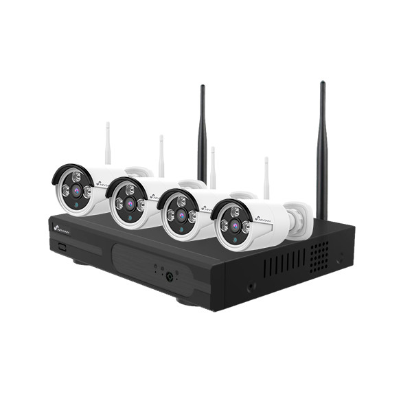 Kit de 4 caméras IP de vidéo-surveillance intérieur/extérieur pour