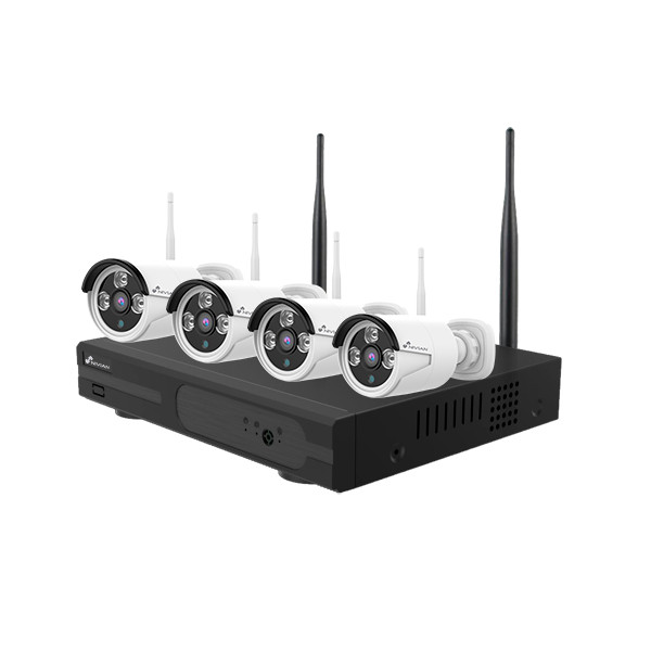 Kit Vidéo Surveillance PRO IP : 4X Caméras Tubes WIFI IR 20M 3 MegaPixels + Enregistreur NVR 8 canaux WIFI H265+ 1000 Go