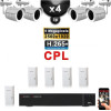 Kit Vidéo Surveillance PRO IP CPL : 4x Caméras POE Tubes IR 30M Capteur SONY 5 MP + Enregistreur NVR 9 canaux H265+ 2000 Go