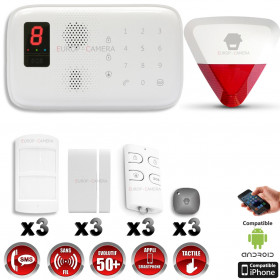 Système d'alarme sans fil GSM + sirène flash avec batterie