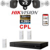Kit Vidéo Surveillance PRO IP CPL HIKVISION : 2x Caméras POE Tubes IR 30M 4 MP + Enregistreur NVR 4 canaux H265+ 1000 Go