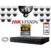 Kit Vidéo Surveillance PRO IP HIKVISION : 16x Caméras POE Dômes IR 30M UHD 4K + Enregistreur NVR 16 canaux H265+ 3000 Go