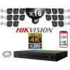 Kit Vidéo Surveillance PRO IP HIKVISION : 16x Caméras POE Tubes IR 30M UHD 4K + Enregistreur NVR 16 canaux H265+ 3000 Go
