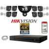 Kit Vidéo Surveillance PRO IP HIKVISION : 8x Caméras POE Tubes IR 30M UHD 4K + Enregistreur NVR 8 canaux H265+ 3000 Go