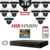 Kit Vidéo Surveillance PRO IP HIKVISION : 10x Caméras POE Dômes motorisée IR 20M 4 MP + Enregistreur NVR 16 canaux H265+ 3000Go