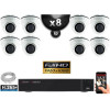 Kit Vidéo Surveillance PRO IP : 8x Caméras POE Dômes IR 20M FULL HD 1080P + Enregistreur NVR 16 canaux H265+ 3000 Go
