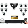 Kit Vidéo Surveillance PRO IP : 10x Caméras POE Dômes IR 20M FULL HD 1080P + Enregistreur NVR 25 canaux H265+ 3000 Go