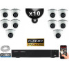 Kit Vidéo Surveillance PRO IP : 10x Caméras POE Dômes IR 20M FULL HD 1080P + Enregistreur NVR 32 canaux H265+ 3000 Go