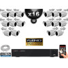 Kit Vidéo Surveillance PRO IP : 16x Caméras POE Tubes IR 25M FULL HD 1080P + Enregistreur NVR 32 canaux H265+ 3000 Go