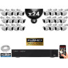 Kit Vidéo Surveillance PRO IP : 24x Caméras POE Tubes IR 20M FULL HD 1080P + Enregistreur NVR 32 canaux H265+ 3000 Go