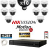 Kit Vidéo Surveillance PRO IP HIKVISION : 10x Caméras POE Dômes LED 30M 4 MP Détection 2.0 + Enregistreur NVR 16 canaux 3000 Go
