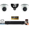 Kit Vidéo Surveillance PRO IP : 2x Caméras POE Dômes IR 20M FULL HD 1080P + Enregistreur NVR 9 canaux H265+ 1000 Go