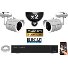 Kit Vidéo Surveillance PRO IP : 2x Caméras POE Tubes IR 30M Capteur SONY 1080P + Enregistreur NVR 9 canaux H265+ 1000 Go 