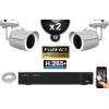 Kit Vidéo Surveillance PRO IP : 2x Caméras POE Tubes IR 30M Capteur SONY 1080P + Enregistreur NVR 9 canaux H265+ 1000 Go