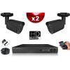 KIT ECO AHD : 2 Caméras Tubes CMOS HD 720P + Enregistreur XVR H265+ 500 Go / Pack de vidéo surveillance