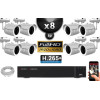 Kit Vidéo Surveillance PRO IP : 8x Caméras POE Tubes IR 30M Capteur SONY 1080P + Enregistreur NVR 16 canaux H265+ 3000 Go