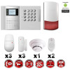 Système d'alarme PRO sans fil GSM + RTC 868 mhz immunité animaux 25 kg + Sirène Flash extérieure + détecteur de fumée MFprotect