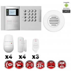Système d'alarme PRO sans fil GSM + RTC 868 mhz immunité animaux 25 kg + Sirène Flash intérieur MFprotect