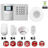 Système d'alarme PRO sans fil GSM + RTC 868 mhz immunité animaux 25 kg + Sirène flash intérieure + détecteur de fumée MFprotect