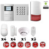 Système d'alarme PRO sans fil GSM + RTC 868 mhz immunité animaux 25 kg + Sirène Flash extérieure + détecteur de fumée MFprotect