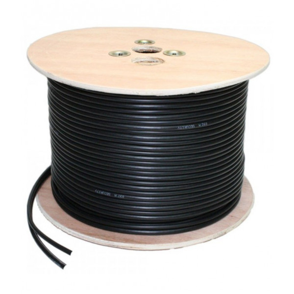 Câble coaxial vidéo KX6 alimentation 2G0.5 noir bobine de 500 mètres
