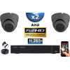 KIT PRO AHD 2 Caméras Dômes IR 20m Capteur SONY FULL HD 1080P + Enregistreur XVR 5MP H265+ 1000 Go / Pack vidéo surveillance