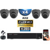 KIT PRO AHD 4 Caméras Dômes IR 20m Capteur SONY FULL HD 1080P + Enregistreur XVR 5MP H64+ 2000 Go / Pack vidéo surveillance