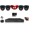 KIT ECO AHD : 4 Caméras Dômes CMOS HD 720P + Enregistreur XVR H265+ 500 Go / Pack de vidéo surveillance