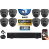 KIT PRO AHD 8 Caméras Dômes IR 20m Capteur SONY FULL HD 1080P + Enregistreur XVR 5MP H265+ 3000 Go / Pack vidéo surveillance