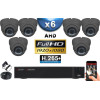 KIT PRO AHD 6 Caméras Dômes IR 35m Capteur SONY FULL HD 1080P + Enregistreur XVR 5MP H265+ 2000 Go / Pack vidéo surveillance