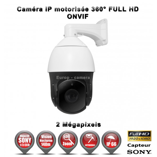 Caméra de vidéo surveillance motorisée PTZ 360° IP FULL HD 1080P ONVIF IR 140M ZOOM X36 Exterieur / EC-PTZIP36X