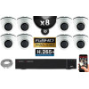 Kit Vidéo Surveillance PRO IP : 8x Caméras POE Dômes IR 20M Capteur SONY 1080P + Enregistreur NVR 16 canaux H265+ 3000 Go